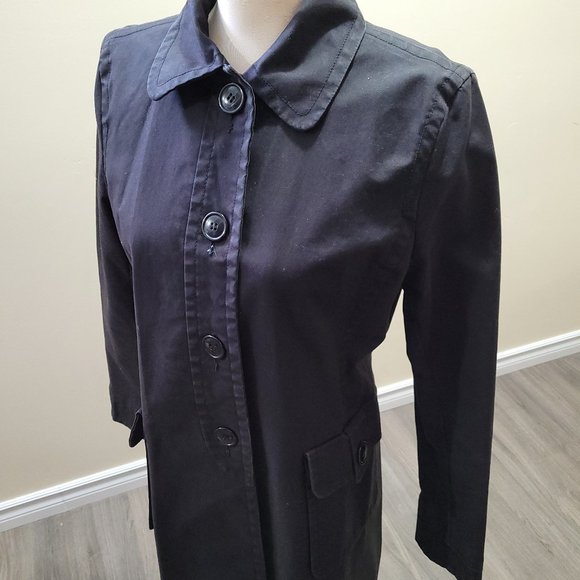 Nine west black trench coat long size L - Picture 3 of 9